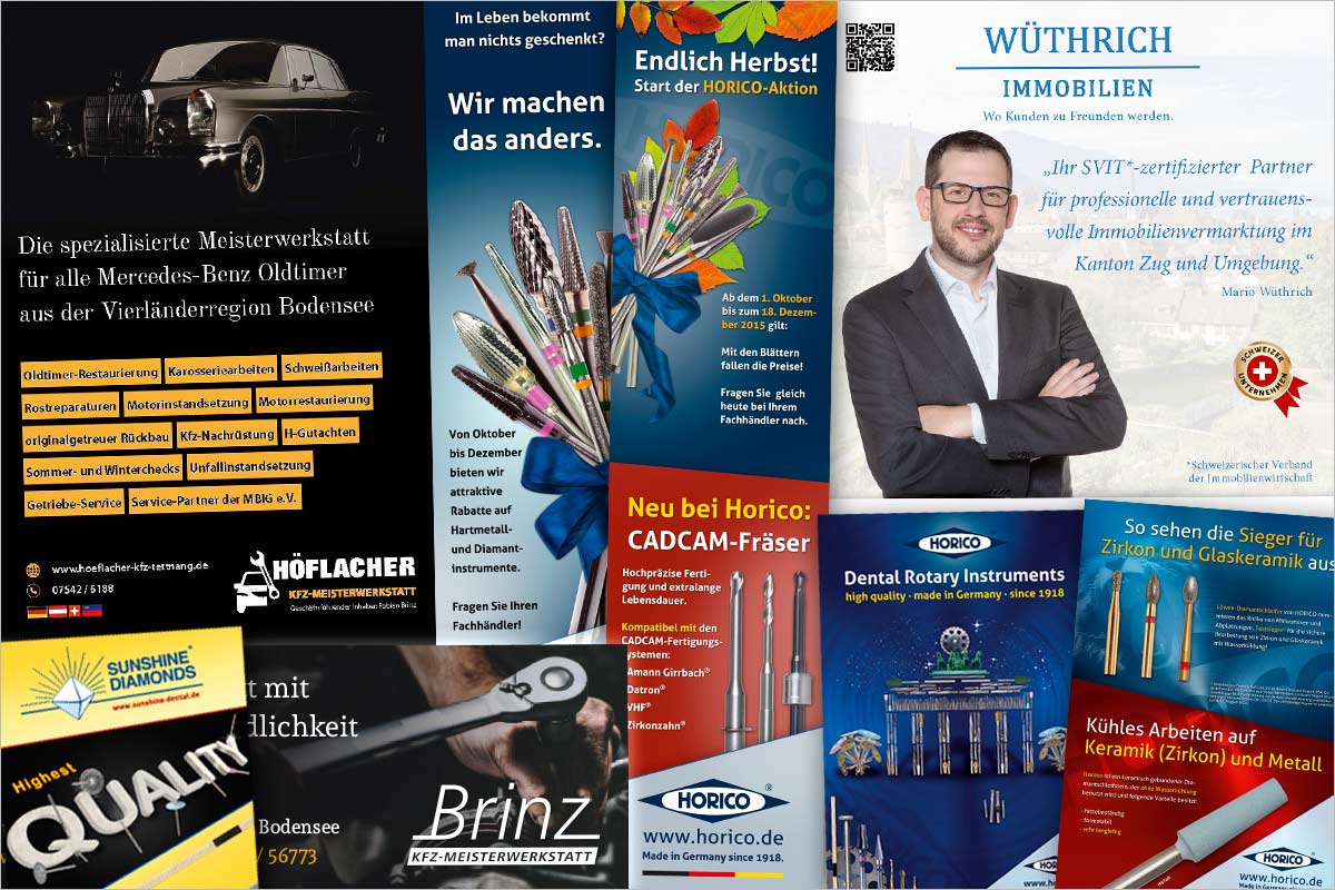 Print-Anzeigen + Werbeanzeigen der Werbeagentur und Kreativagentur für Baar ZG, Neuheim ZG und Menzingen ZG